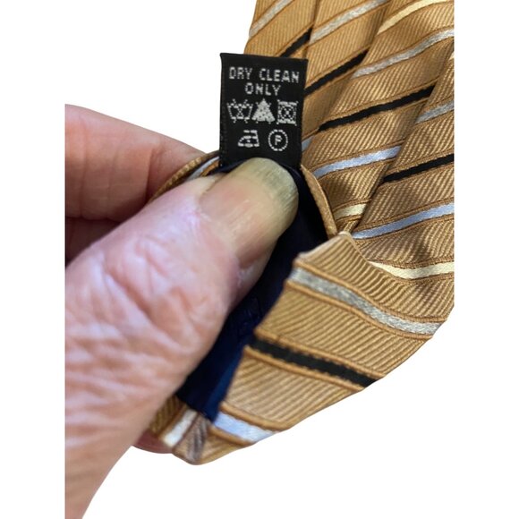 Hugo Boss & Pal Zileri Mens Silk Ties-Brown/Beige, Lavender Striped Made N Italy - Picture 9 of 9